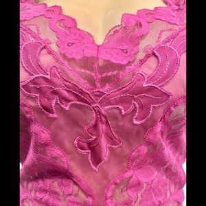 80s SEXY NOS/NWT Vintage Victoria’s Secret Hot Pink/Rose Lace Bodysuit Lingerie